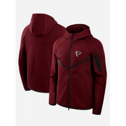 Men Atlanta Falcons Red Tech Fleece Full Zip Windrunner Hoodie