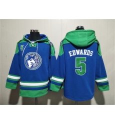 Men Minnesota Timberwolves 5 Anthony Edwards Royal Lace Up Pullover Hoodie