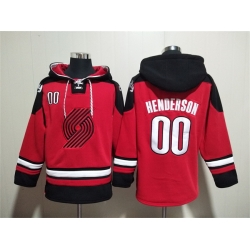 Men Portland Trail Blazers 00 Scoot Henderson Red Lace Up Pullover Hoodie
