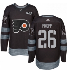 Mens Adidas Philadelphia Flyers 26 Brian Propp Authentic Black 1917 2017 100th Anniversary NHL Jersey 