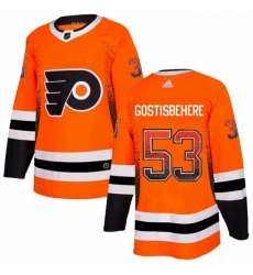 Mens Adidas Philadelphia Flyers 53 Shayne Gostisbehere Authentic Orange Drift Fashion NHL Jersey 