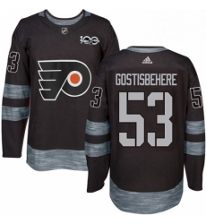 Mens Adidas Philadelphia Flyers 53 Shayne Gostisbehere Premier Black 1917 2017 100th Anniversary NHL Jersey 