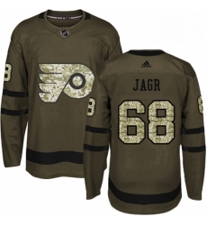 Mens Adidas Philadelphia Flyers 68 Jaromir Jagr Premier Green Salute to Service NHL Jersey 