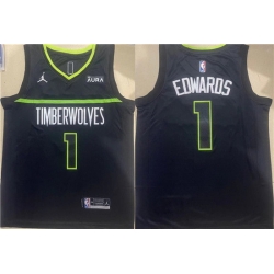 Men Minnesota Timberwolves 1 Anthony Edwards Black Stitched Jersey