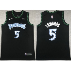 Men Minnesota Timberwolves 5 Anthony Edwards Black City Edition Stitched Jersey