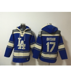 Men Los Angeles Dodgers 17 Shohei Ohtani Blue Ageless Must Have Lace Up Pullover Hoodie