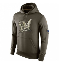 MLB Men Milwaukee Brewers Nike Olive Salute To Service KO Performance Hoodie