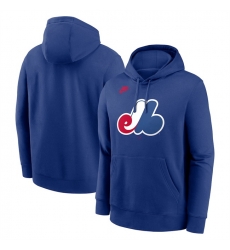 Men Montreal Expos Blue Cooperstown Collection Logo Club Pullover Hoodie