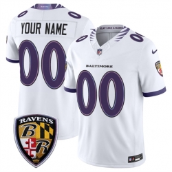 Men Baltimore Ravens Active Player Custom White 2026 F U S E  Vapor Stitched Limited Football Jersey