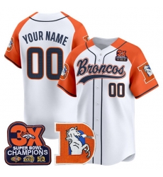 Men Denver Broncos Active Player Custom Orange Alternate 3X Super Bowl champions Patch Throwback Vapor Stitched Baseball Jersey