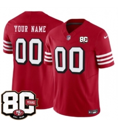 Men San Francisco 49ers Active Player Custom New Red 80th Anniversary Patch 2026 F U S E Vapor Untouchabl Limited Stitched Football Jersey Men San Francisco 49ers Active Player Custom New Red 80th Anniversary Patch 2026 F U S E Vapor Untouchabl Limited Stitched Football Jersey
