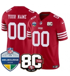 Men San Francisco 49ers Active Player Custom Red 80th Anniversary And Melbourne Game Patch 2026 F U S E  Vapor Untouchabl2026 F U S E  Vapor Untouchable Li