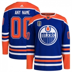 Men Edmonton Oilers Custom Royal 2024 Stanley Cup Final Patch Stitched Jersey