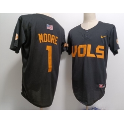 Men Tennessee Volunteers #1 Christian Moore Black Pull over Black Stitched Jersey