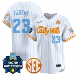 Men Tennessee Volunteers  Karlyn Pickens White 2026 World Series   SEC Patch Softball Stitched Jersey