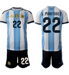 Argentina 2026 FIFA World Cup Soccer Jersey White #22 L.MARTINEZ