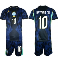 Youth Brazil 2026 FIFA World Cup Blue Away Soccer Jersey NEYMAR JR #10 Youth Brazil 2026 FIFA World Cup Blue Away Soccer Jersey NEYMAR JR #10