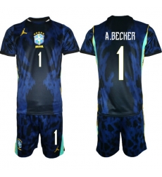 Men Brazil 2026 FIFA World Cup Blue Away Soccer Jersey A.BECKER #1 Men Brazil 2026 FIFA World Cup Blue Away Soccer Jersey A.BECKER #1