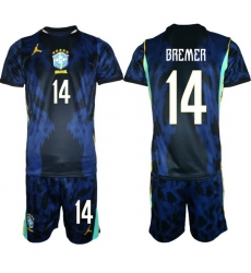 Men Brazil 2026 FIFA World Cup Blue Away Soccer Jersey BREMER #14