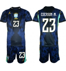 Men Brazil 2026 FIFA World Cup Blue Away Soccer Jersey EDERSON M. #23