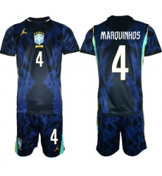 Men Brazil 2026 FIFA World Cup Blue Away Soccer Jersey MARQUINHOS #4