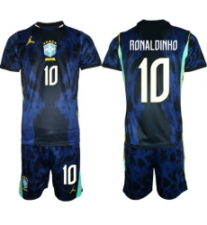 Men Brazil 2026 FIFA World Cup Blue Away Soccer Jersey RONALDINHO #10 Men Brazil 2026 FIFA World Cup Blue Away Soccer Jersey RONALDINHO #10