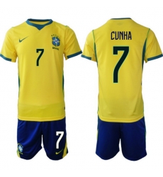 Men Brazil 2026 FIFA World Cup Yellow Home Soccer Jersey CUNHA #7 Men Brazil 2026 FIFA World Cup Yellow Home Soccer Jersey CUNHA #7