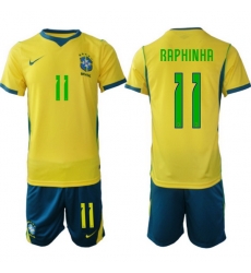 Men Brazil 2026 FIFA World Cup Yellow Home Soccer Jersey RAPHINHA #11 Green Men Brazil 2026 FIFA World Cup Yellow Home Soccer Jersey RAPHINHA #11 Green