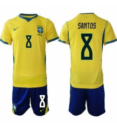 Men Brazil 2026 FIFA World Cup Yellow Home Soccer Jersey SANTOS #8 Men Brazil 2026 FIFA World Cup Yellow Home Soccer Jersey SANTOS #8