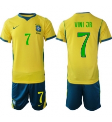 Men Brazil 2026 FIFA World Cup Yellow Home Soccer Jersey VINI JR. #7 Green
