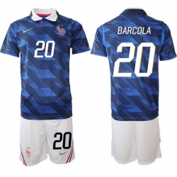 Men France 2026 FIFA World Cup Blue Soccer Jersey #20 Noah Barcola