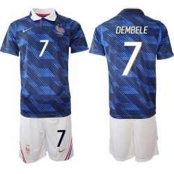 Men France 2026 FIFA World Cup Blue Soccer Jersey #7 Ousmane Dembele