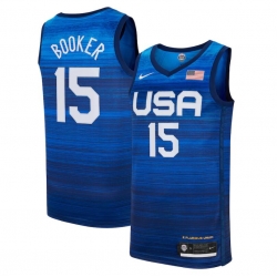 Men's USA Team Devin Booker Away Blue 2021 Tokyo Olympics Jersey II