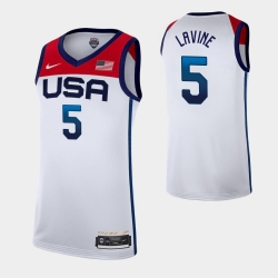 Men's USA Team Zach LaVine Home White 2021 Tokyo Olympics Jersey II