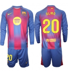 Men FC Barcelona 2026 Soccer Jerseys Red Long #20 OLMO