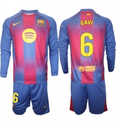 Men FC Barcelona 2026 Soccer Jerseys Red Long #6 GAVI Men FC Barcelona 2026 Soccer Jerseys Red Long #6 GAVI