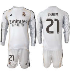 Men Real Madrid 2026 Soccer Jerseys White Long #21 BRAHIM Men Real Madrid 2026 Soccer Jerseys White Long #21 BRAHIM