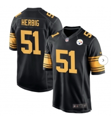 Men Steelers 51 Herbig Black F U S E Stitched NFL jersey