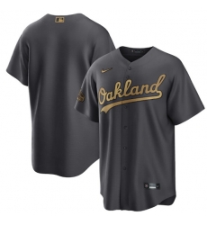 Men Oakland Athletics Blank 2022 All Star Charcoal Cool Base Stitched Baseball Jersey