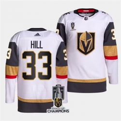 Men Vegas Golden Knights 33 Adin Hill White 2023 Stanley Cup Champions Stitched Jersey