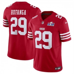 Youth San Francisco 49ers 29 Talanoa Hufanga Red 2023 F U S E  With John Madden Patch Vapor Limited Stitched Football 2024 Super Bowl LVIII Jersey