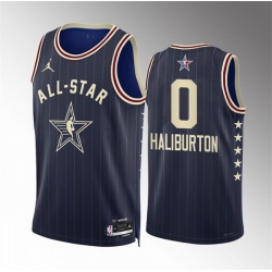 Men 2024 All Star 0 Tyrese Haliburton Navy Stitched Basketball Jersey