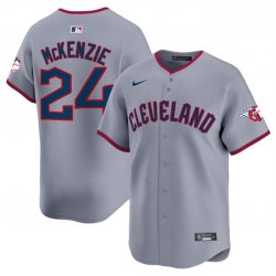 Men Cleveland Guardians 24 Triston McKenzie Grey 2025 Alternate Limited Stitched Baseball Jersey