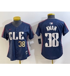 Women Cleveland Guardians 38 Steven Kwan Navy 2024 City Connect Limited Stitched jerseys 1