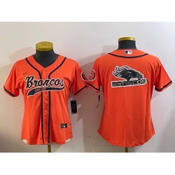 Women Denver Broncos big logoorange Cool Base Stitched Baseball Jersey