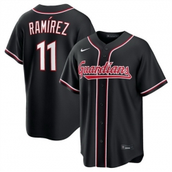 Men Cleveland Guardians  11 Jos%C3%A9 Ram%C3%ADrez 2026 Fashion Replica Black Out Stitched Baseball Jersey