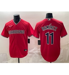Men Cleveland Guardians 11 Jose Ramirez Red Cool Base Stitched Baseball Jersey Men Cleveland Guardians 11 Jose Ramirez Red Cool Base Stitched Baseball Jersey