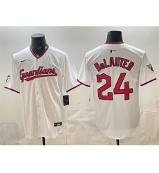 Men Cleveland Guardians  24 Chase DeLauter White Home Limited Stitched Baseball Jersey