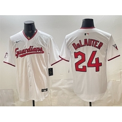 Men Cleveland Guardians  24 Chase DeLauter White Home Limited Stitched Baseball Jersey
