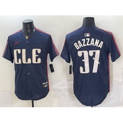 Men Cleveland Guardians  37 Travis Bazzana Navy 2024 City Connect Limited Stitched Baseball Jersey